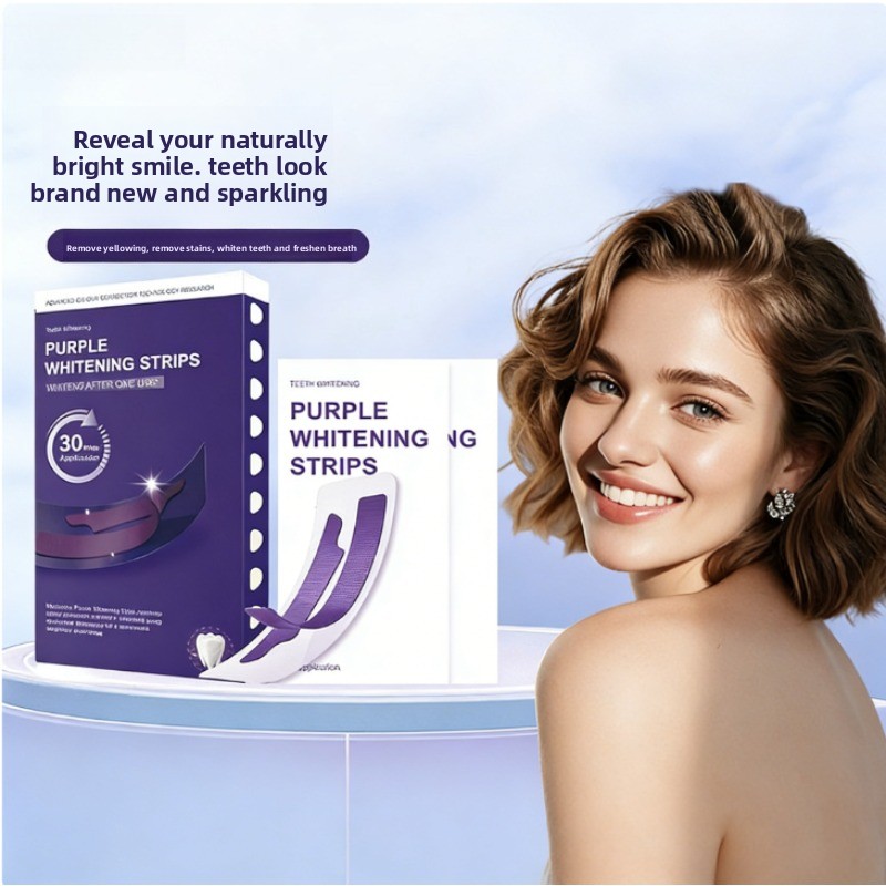 Teeth Whitening Strips Crest - V34 Purple Glowing Dry Tooth Strips