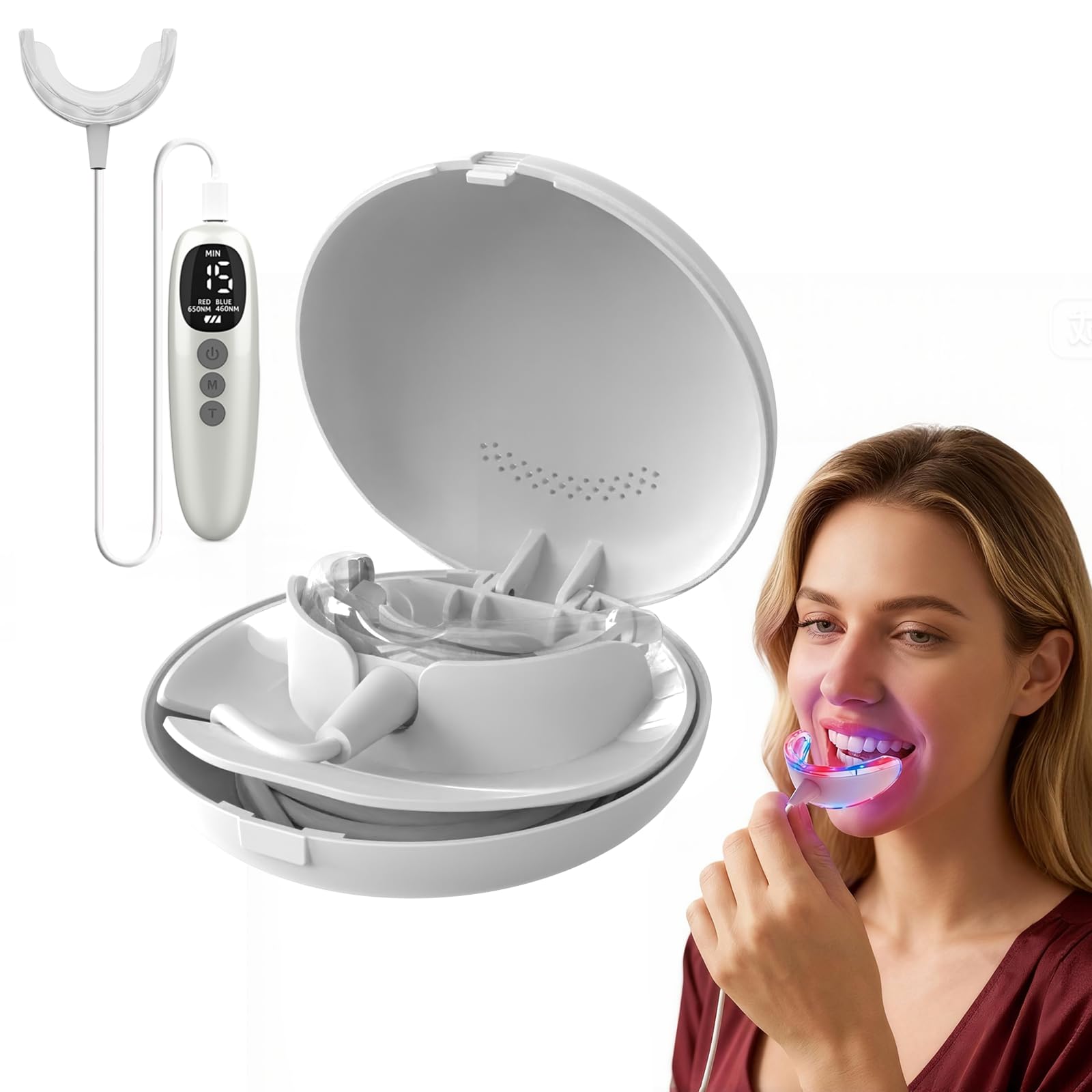 Teeth Whitening With Blue Light - Teeth Whitening Kit 18 Diode RED+Blue
