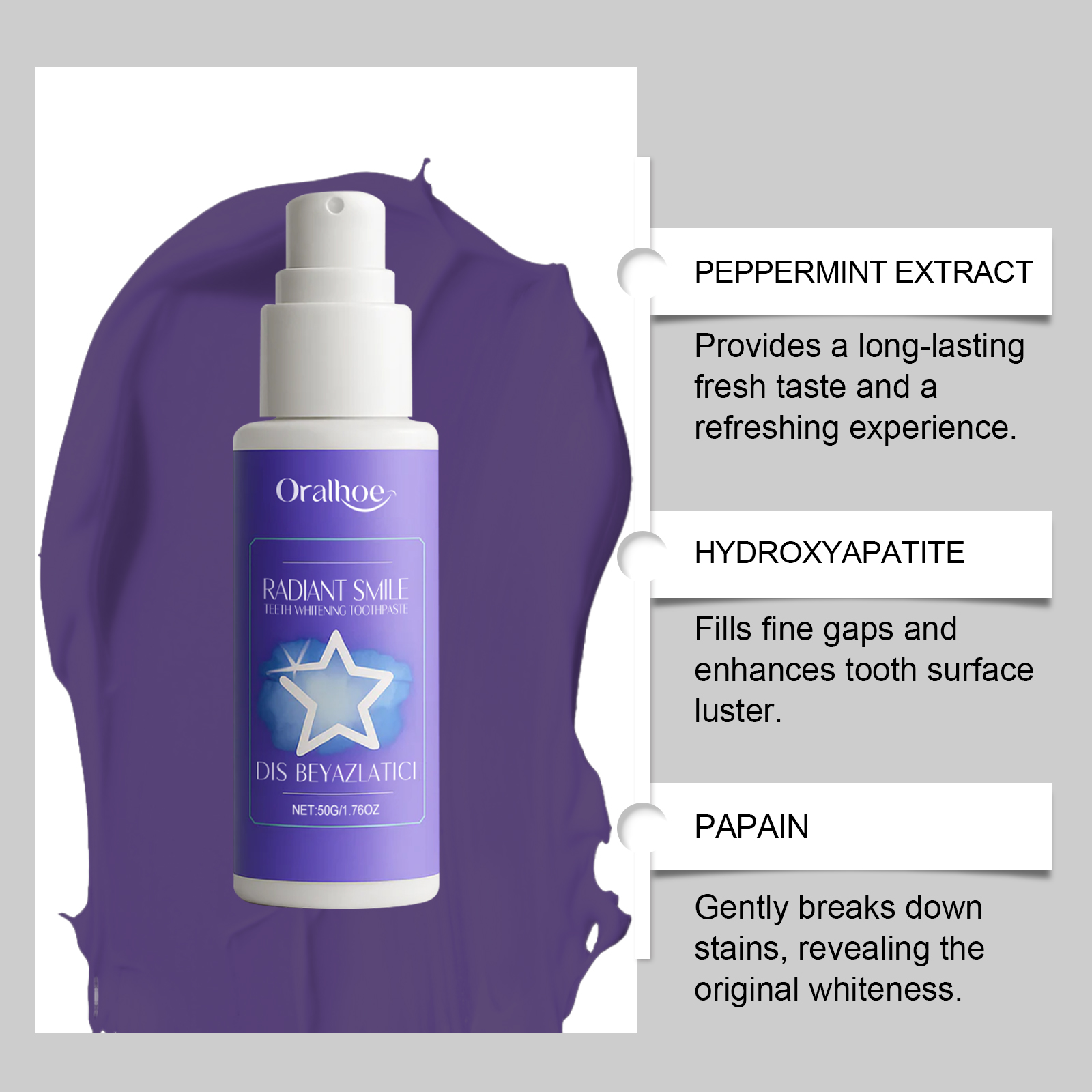 ORALHOE 50g Purple Teeth White - Teeth Whitening Or Bleaching recensie en prijs