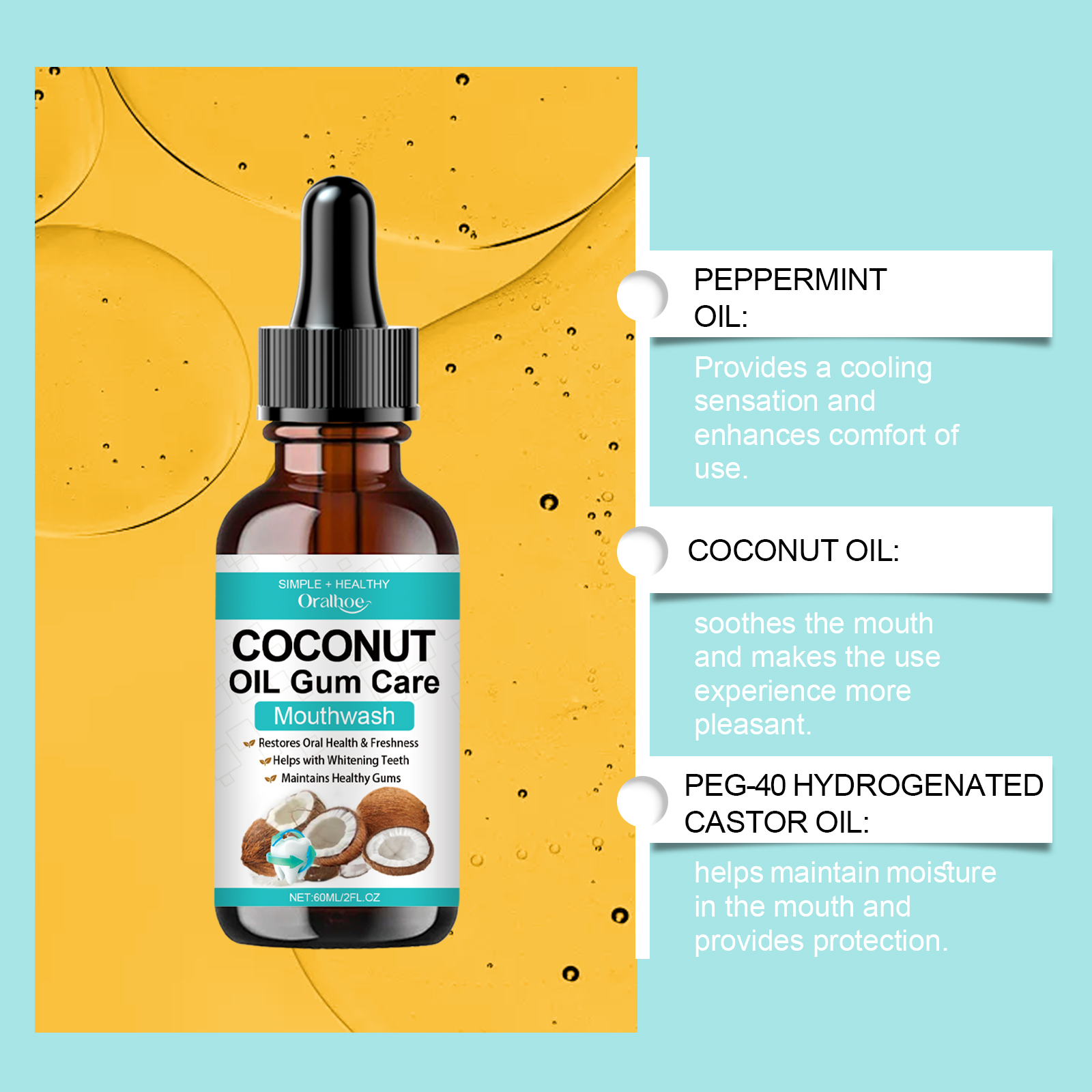 Coconut Mint Pulling Oil Mouth - Teeth Whitening Oil Pulling recensie en prijs